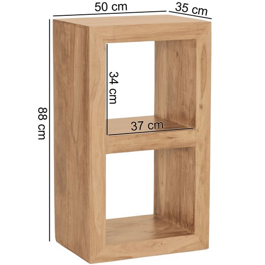 Standregal MUMBAI Massivholz Akazie 88 cm hoch 2 Bden Design Holz-Regal Naturprodukt Beistelltisch Landhaus-Stil