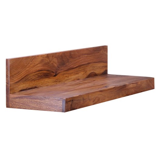 Wandregal MUMBAI Massiv-Holz Sheesham Holzregal 80 cm Landhaus-Stil Hnge-Regal Echt-Holz Wand-Board Natur-Produkt