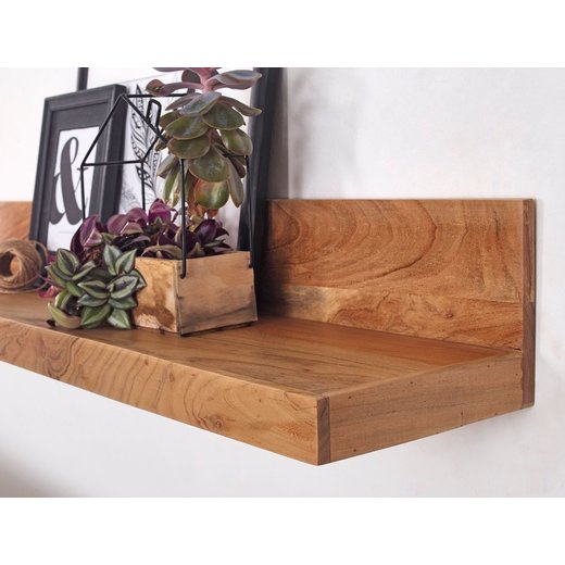 Wandregal MUMBAI Massiv-Holz Akazie Holzregal 80 cm Landhaus-Stil Hnge-Regal Echt-Holz Wand-Board Natur-Produkt