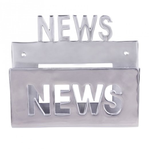 Deko Prospekthalter NEWS fr die Wand Design Zeitungshalter News Zeitschriftenhalter aus Aluminium Farbe Silbe