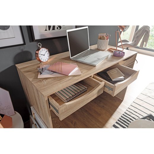 Schreibtisch SAMO 120 cm | Design Bro-Tisch in Sonoma Eiche | Moderner Computer-Tisch mit 3 Schubladen und Stauraum | Platzsparender Jugend-Schreibtisch auch fr Laptop geeignet