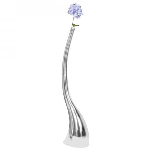 Deko Vase groß BOTTLE XL Aluminium modern mit 1 Öffnung in Silber | Hohe Alu Blumenvase handgefertigt | Große Dekovase für Blumen