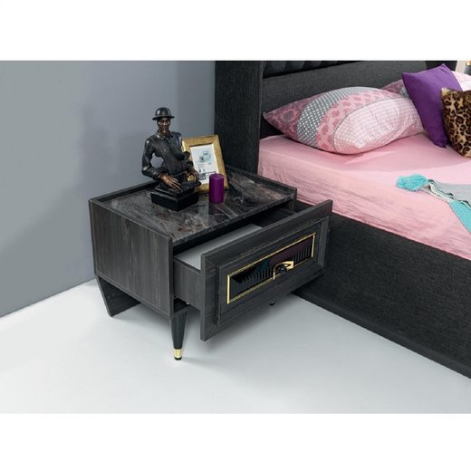 Schlafzimmer Set GOLF 180 x 200 mit Kleiderschrank ohne Schminktisch 2X Nachttisch mit Spiegel