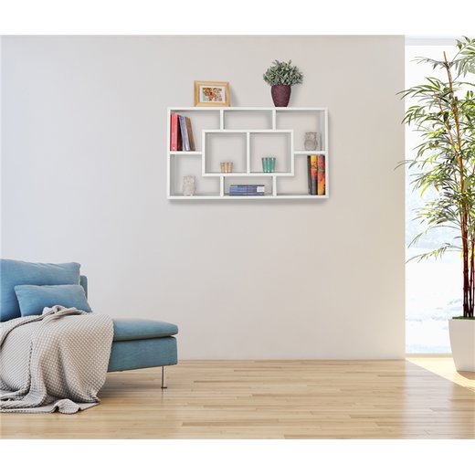 Wandregal ALEX wei 85 x 47,5 x 16 cm MDF-Holz Hngeregal modern | Design Wandboard freischwebend | Holzregal offen zum Hngen