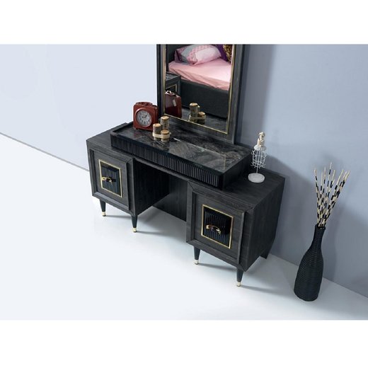 Schlafzimmer Set GOLF Ohne Bettgestell mit Kleiderschrank mit Schminktisch 2X Nachttisch ohne Spiegel