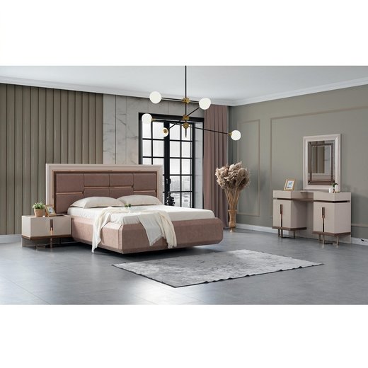 Schlafzimmer Set LUCCA 160 x 200  mit Kleiderschrank mit Schminktisch ohne Nachttisch mit Spiegel