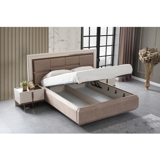 Schlafzimmer Set LUCCA 160 x 200  mit Kleiderschrank ohne Schminktisch 2X Nachttisch mit Spiegel