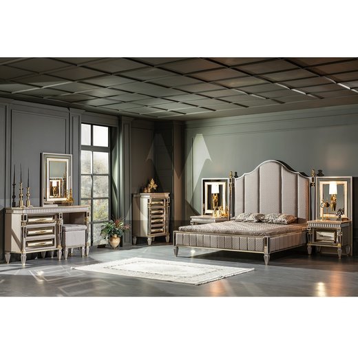 Schlafzimmer Set ISTANBUL 160 x 200  mit Kleiderschrank mit Schminktisch 1X Nachttisch mit Spiegel  ohne Sideboard