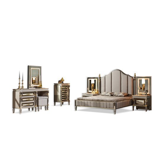 Schlafzimmer Set ISTANBUL 160 x 200  mit Kleiderschrank ohne Schminktisch 2X Nachttisch ohne Spiegel  mit Sideboard