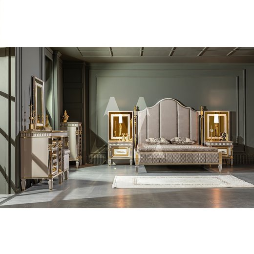 Schlafzimmer Set ISTANBUL 160 x 200  ohne Kleiderschrank mit Schminktisch 2X Nachttisch ohne Spiegel  ohne Sideboard