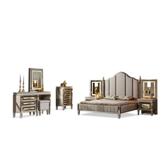 Schlafzimmer Set ISTANBUL 180 x 200 ohne Kleiderschrank ohne Schminktisch 1X Nachttisch mit Spiegel  ohne Sideboard