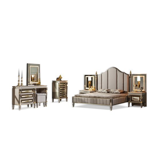 Schlafzimmer Set ISTANBUL Ohne Bettgestell mit Kleiderschrank mit Schminktisch 1X Nachttisch mit Spiegel  ohne Sideboard