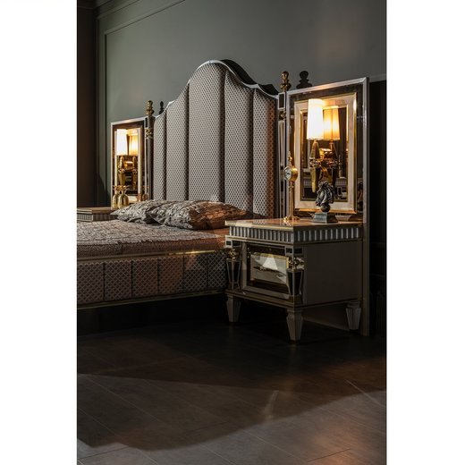 Schlafzimmer Set ISTANBUL Ohne Bettgestell mit Kleiderschrank mit Schminktisch 1X Nachttisch mit Spiegel  ohne Sideboard