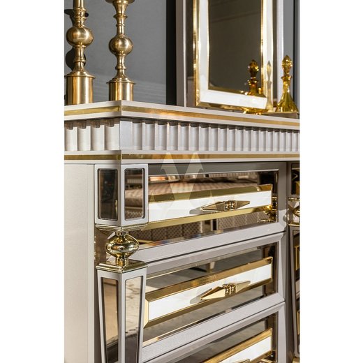 Schlafzimmer Set ISTANBUL Ohne Bettgestell mit Kleiderschrank mit Schminktisch 2X Nachttisch mit Spiegel  mit Sideboard