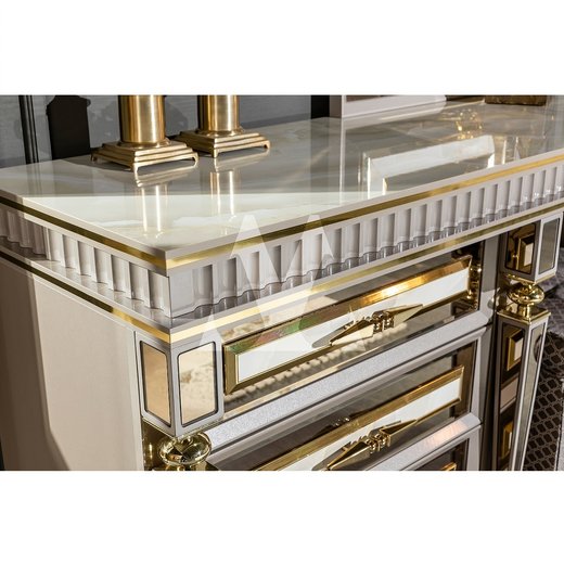 Schlafzimmer Set ISTANBUL Ohne Bettgestell mit Kleiderschrank ohne Schminktisch 2X Nachttisch mit Spiegel  mit Sideboard
