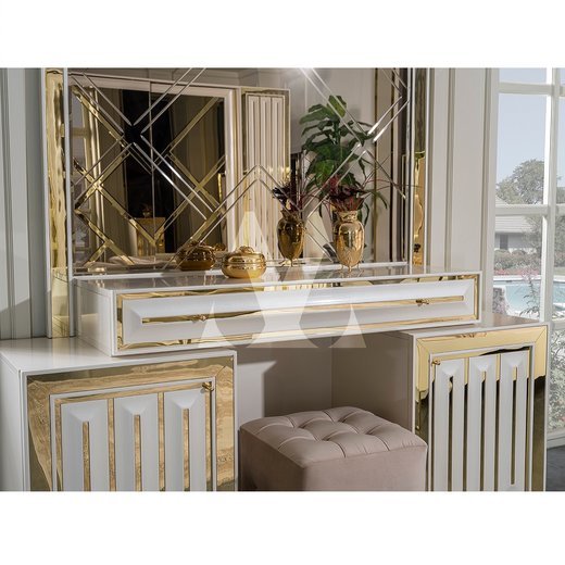 Schlafzimmer Set STAR 160 x 200  mit Kleiderschrank mit Schminktisch 1X Nachttisch mit Spiegel