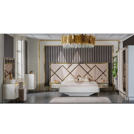 Schlafzimmer Set STAR 180 x 200 mit Kleiderschrank mit Schminktisch ohne Nachttisch mit Spiegel