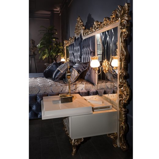 Schlafzimmer Set ROMA 160 x 200  mit Bench mit Schminktisch 1X Nachttisch ohne Spiegel  mit Kleiderschrank