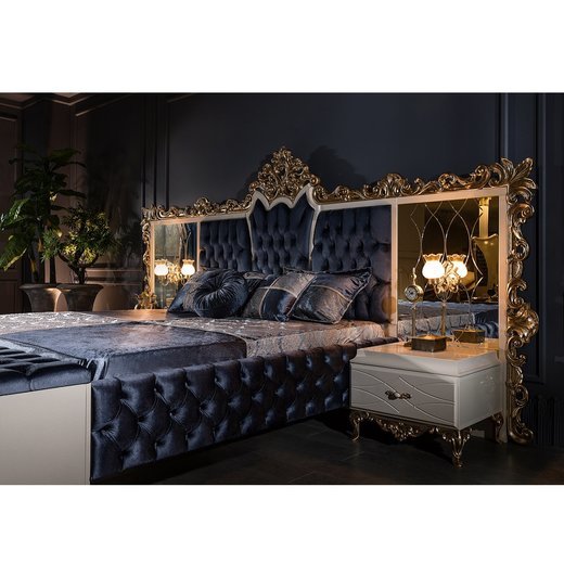 Schlafzimmer Set ROMA 180 x 200 mit Bench mit Schminktisch 1X Nachttisch mit Spiegel  mit Kleiderschrank