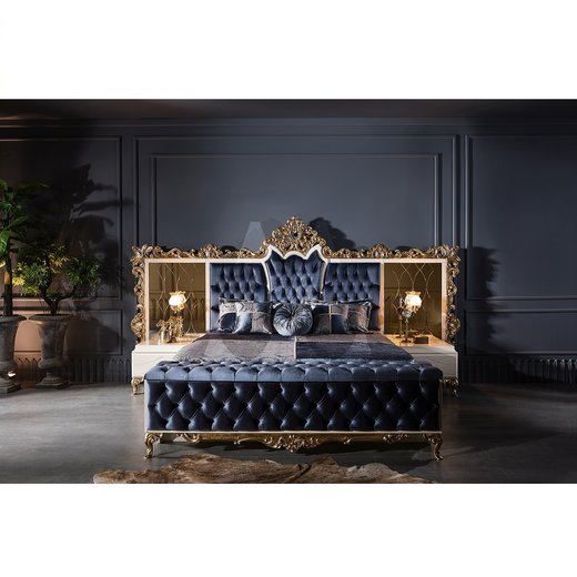 Schlafzimmer Set ROMA 180 x 200 mit Bench ohne Schminktisch 1X Nachttisch mit Spiegel  ohne Kleiderschrank