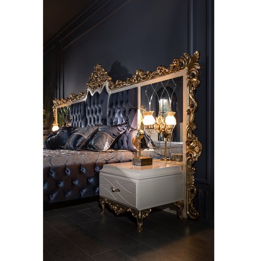 Schlafzimmer Set ROMA 180 x 200 ohne Bench mit Schminktisch 2X Nachttisch mit Spiegel  mit Kleiderschrank