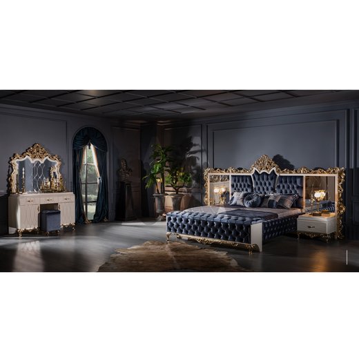 Schlafzimmer Set ROMA 180 x 200 ohne Bench ohne Schminktisch ohne Nachttisch mit Spiegel  mit Kleiderschrank