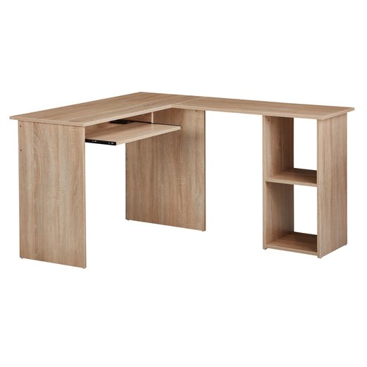 Design Schreibtischkombination 140 x 75,5 x 120 cm Sonoma | Schreibtisch mit Regal und Tastaturauszug | Arbeitszimmer Home Office Tisch Bro Modern