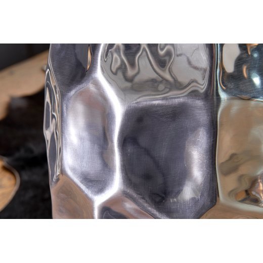 Beistelltisch JADA 30x47x30cm Aluminium Silber Dekotisch orientalisch rund | Kleiner Hammerschlag Abstelltisch | Designer Ablagetisch Metall modern | Anstelltisch schmal