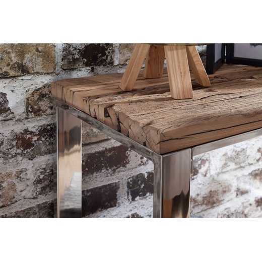 Konsolentisch PRIYA 115x76x46 cm Massiv-Holz Akazie Natur | Konsole rustikal Wohnzimmer | Anrichte Flur Schmal | Schminktisch Industrial Style Echtholz