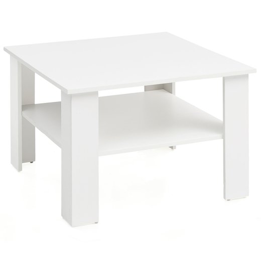 Couchtisch WL5.834 Wei 60x42x60 cm Design Holztisch mit Ablage | Wohnzimmertisch Coffee Table | Sofatisch Loungetisch Holz | Kaffeetisch Stubentisch mit Stauraum | Tisch Wohnzimmer