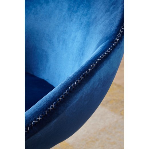 Loungesessel SARIN Samt Blau / Gold 70x79x70 cm Design Drehstuhl | Clubsessel Polsterstuhl mit Armlehne | Drehsessel Cocktailsessel Lounge | Barsessel Besucherstuhl | Sessel mit Stoffbezug
