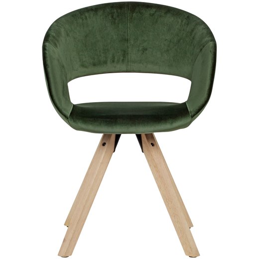Esszimmerstuhl Grün Samt Modern | Küchenstuhl mit Lehne | Stuhl mit Holzfüßen | Polsterstuhl Maximalbelastbarkeit 110 kg