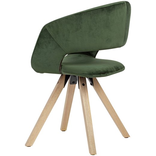 Esszimmerstuhl Grün Samt Modern | Küchenstuhl mit Lehne | Stuhl mit Holzfüßen | Polsterstuhl Maximalbelastbarkeit 110 kg