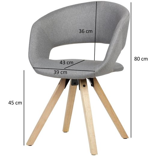 Esszimmerstuhl Hellgrau Stoff / Massivholz Retro | Kchenstuhl mit Lehne | Stuhl mit Holzfen | Polsterstuhl Maximalbelastbarkeit 110 kg