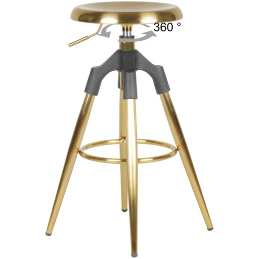 Barhocker Gold Metall 72-80 cm | Design Barstuhl 100 kg Maximalbelastbarkeit | Tresenhocker Industrial | Tresenstuhl ohne Lehne