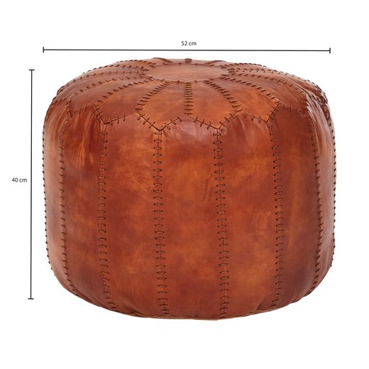 Sitzhocker Echtleder Braun 52 x 40 x 52 cm Ottomane Wohnzimmer | Design Pouf Hocker Orientalisch | Polsterhocker Orient Beinablage Sofa