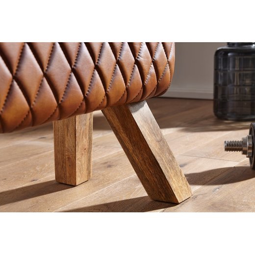 Sitzbank Echtleder / Massivholz 89x46x35 cm Leder Modern Turnbock | Springbock Lederhocker | Sitzhocker Turnbank Gepolstert