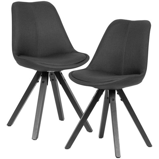 2er Set Esszimmerstuhl Anthrazit mit schwarzen Beinen Stuhl Skandinavisch | Polsterstuhl mit Stoff-Bezug | Design Kchenstuhl gepolstert