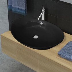 Luxuri�ses Keramik Waschbecken Oval Schwarz