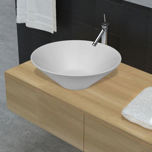 Keramik Waschtisch Waschbecken Becken Porzellan Wei