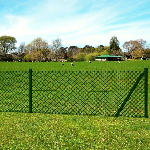 Maschendrahtzaun mit Pfosten Bodenhlsen Stahl 1,0x25 m