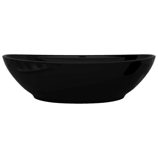 Keramik Waschbecken Hahnloch/berlaufloch schwarz oval