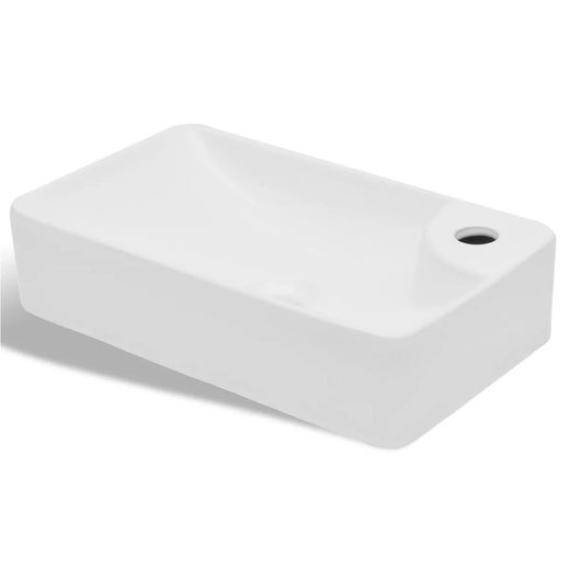 Keramik Waschbecken mit Hahnloch wei