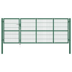 Gartentor mit Pfosten 350 x 120 cm Stahl Grn