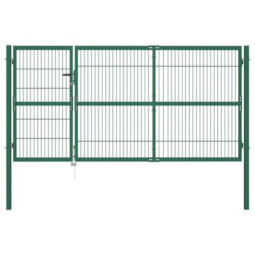 Gartentor mit Pfosten 350 x 140 cm Stahl Grn