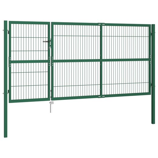 Gartentor mit Pfosten 350 x 140 cm Stahl Grn
