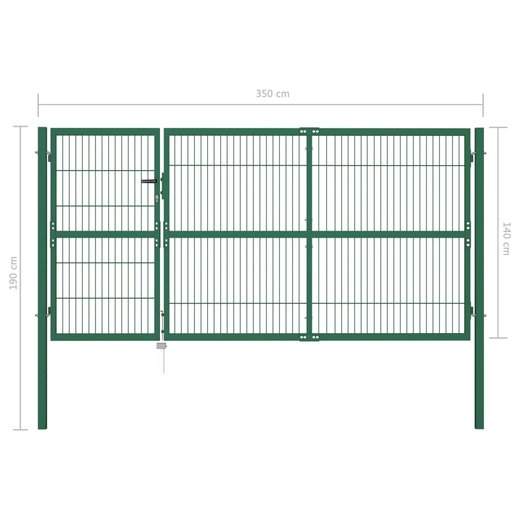 Gartentor mit Pfosten 350 x 140 cm Stahl Grn