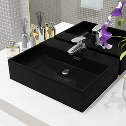 Waschbecken mit Hahnloch Keramik Schwarz  51,5 x 38,5 x...