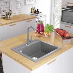 Granitsple Einzelbecken Grau