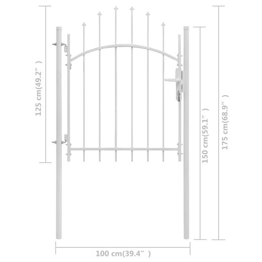 Gartentor Stahl 1x1,75 m Wei